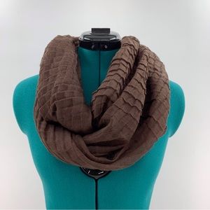2/$25 Dark Brown Ruched Infinity Scarf, One Size